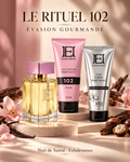Trio Exhalessence Évasion Gourmande 102 : parfum, gel douche et lait corps